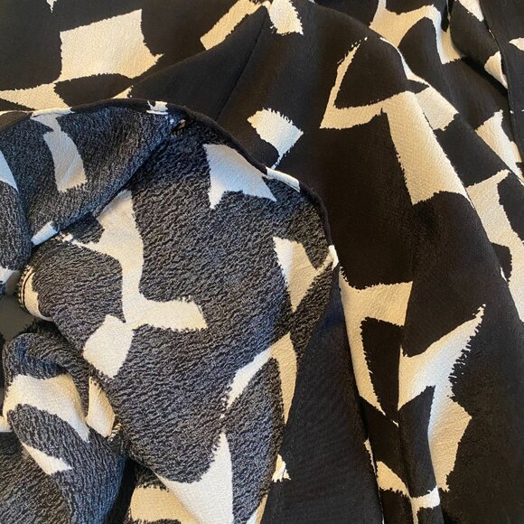 ZARA Black & White Print Midi Belted Shirt Dress, Size M - Picture 8 of 10